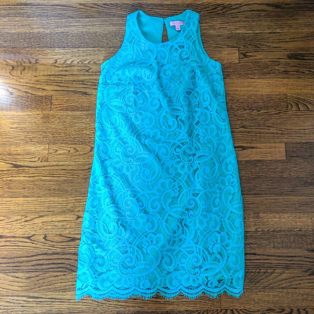 Lilly Pulitzer Teal Lace Mini Shift Dress